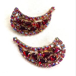Jeweled Clip Earrings - Vintage 80's
